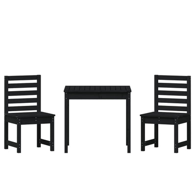 vidaXL 3 Piece Garden Bistro Set Black Solid Wood Pine