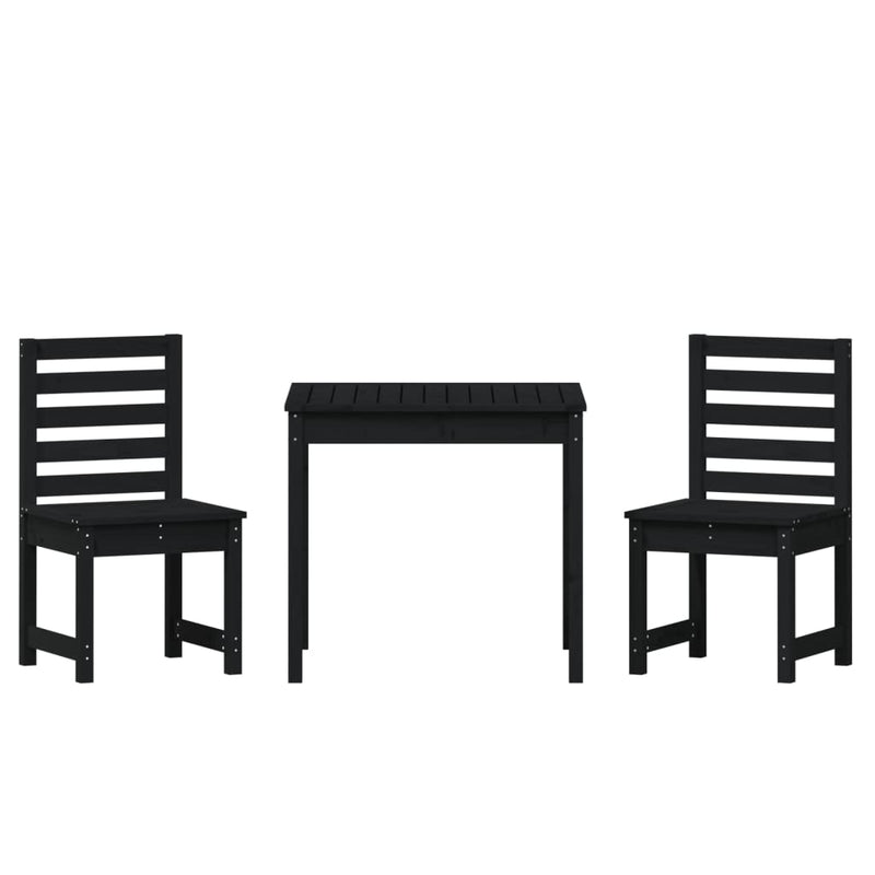 vidaXL 3 Piece Garden Bistro Set Black Solid Wood Pine
