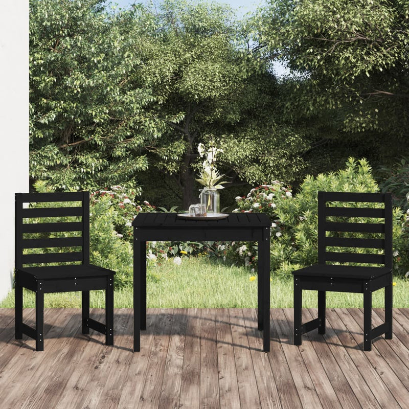 vidaXL 3 Piece Garden Bistro Set Black Solid Wood Pine