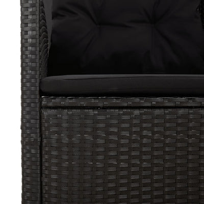 vidaXL Reclining Corner Sofa with Cushions Black Poly Rattan