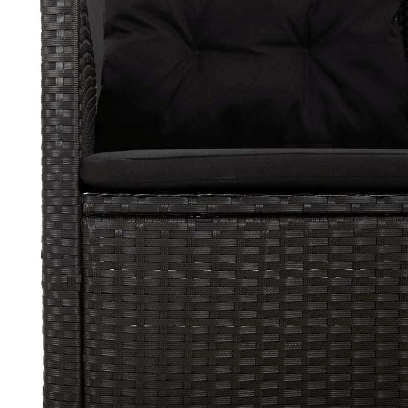 vidaXL Reclining Corner Sofa with Cushions Black Poly Rattan