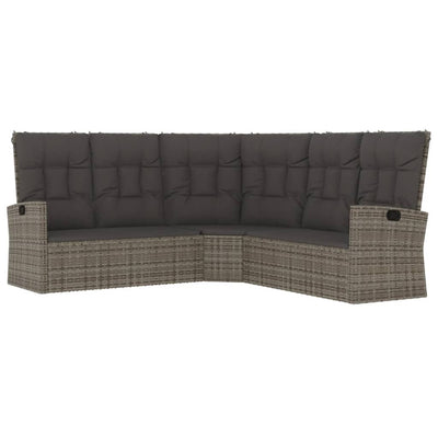 vidaXL Reclining Corner Sofa with Cushions Black Poly Rattan