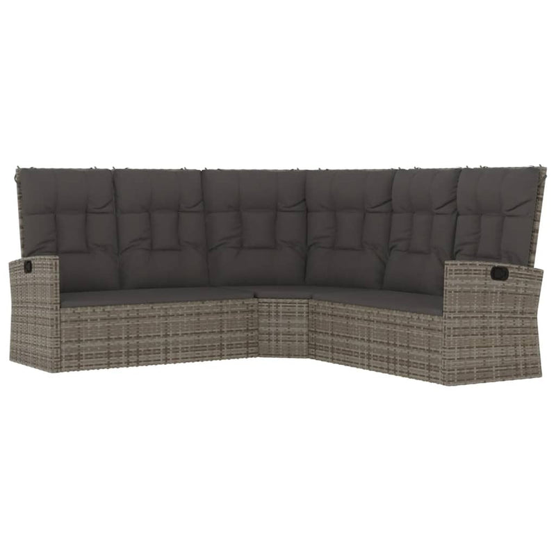 vidaXL Reclining Corner Sofa with Cushions Black Poly Rattan