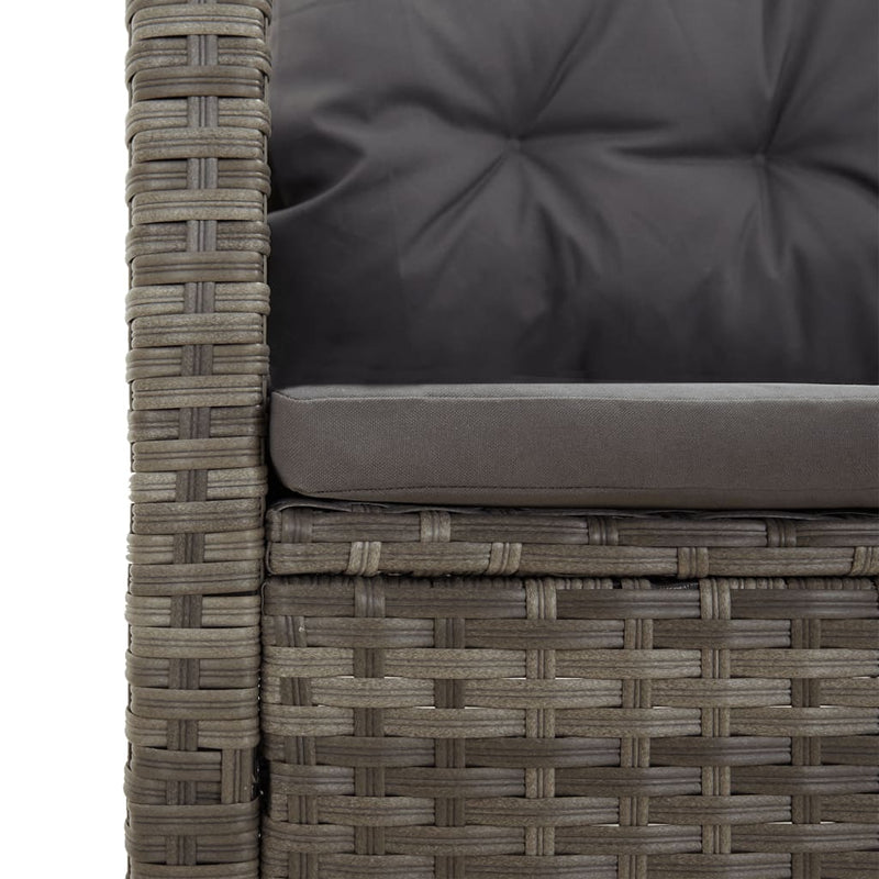 vidaXL Reclining Corner Sofa with Cushions Black Poly Rattan