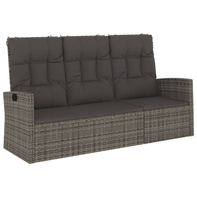 vidaXL Reclining Garden Bench with Cushions Black 118 cm Poly rattan