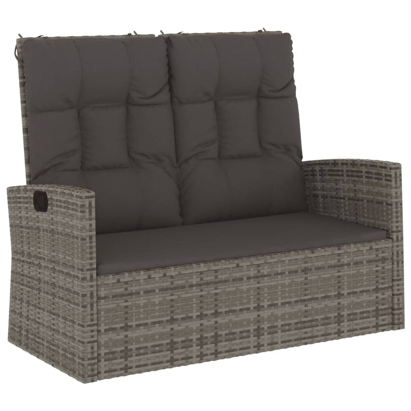 vidaXL Reclining Garden Bench with Cushions Black 118 cm Poly rattan