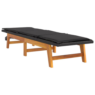 vidaXL Sun Lounger with Cushion Poly Rattan&Solid Wood Acacia
