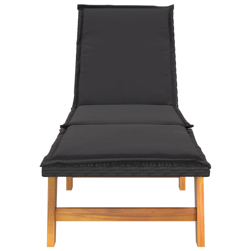 vidaXL Sun Lounger with Cushion Poly Rattan&Solid Wood Acacia