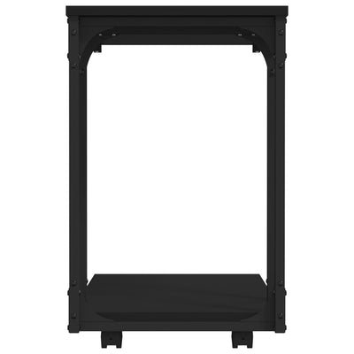 vidaXL Side Table with Wheels Black 50x35x55.5cm Engineered Wood