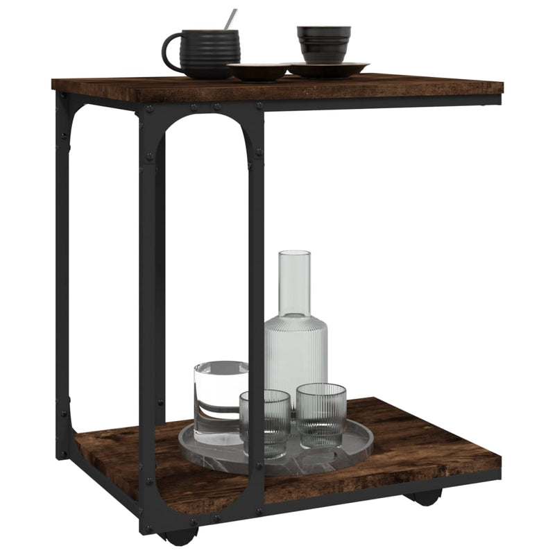 vidaXL Side Table with Wheels Black 50x35x55.5cm Engineered Wood