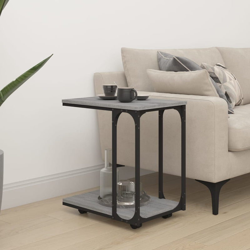 vidaXL Side Table with Wheels Black 50x35x55.5cm Engineered Wood