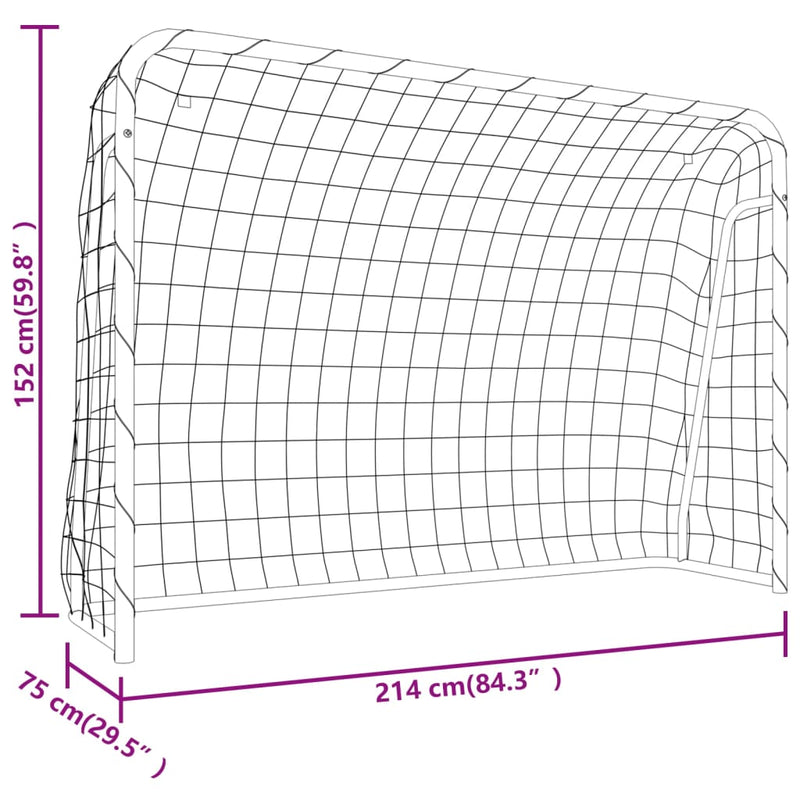 vidaXL Football Goal with Net White 214x75x152 cm Steel&Polyester