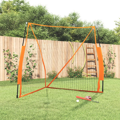vidaXL Portable Baseball Net Orange and Black 183x182x183cm Steel and Polyester