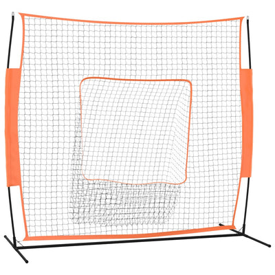 vidaXL Portable Baseball Net Red and Black 219x107x212 cm Steel and Polyester