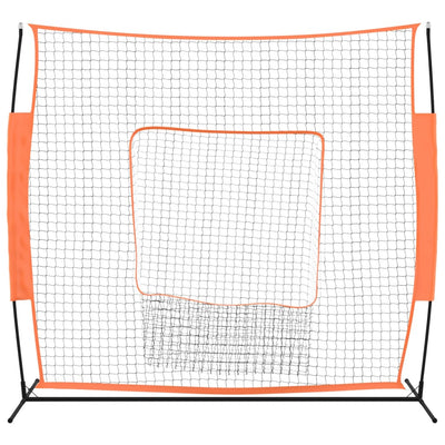 vidaXL Portable Baseball Net Red and Black 219x107x212 cm Steel and Polyester