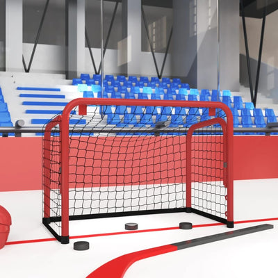 vidaXL Hockey Goal with Net Red&White 153x60x118 cm Steel&Polyester