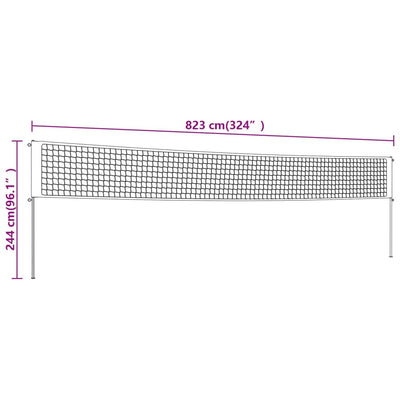 vidaXL Volleyball Net Yellow and Black 823x244 cm PE Fabric