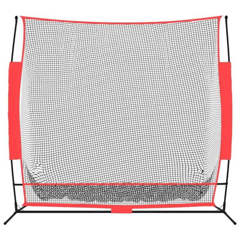 vidaXL Portable Baseball Net Black and Red 215x107x216 cm Polyester