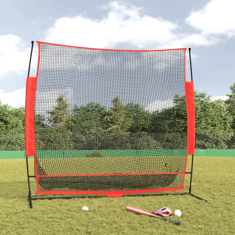 vidaXL Portable Baseball Net Black and Red 215x107x216 cm Polyester