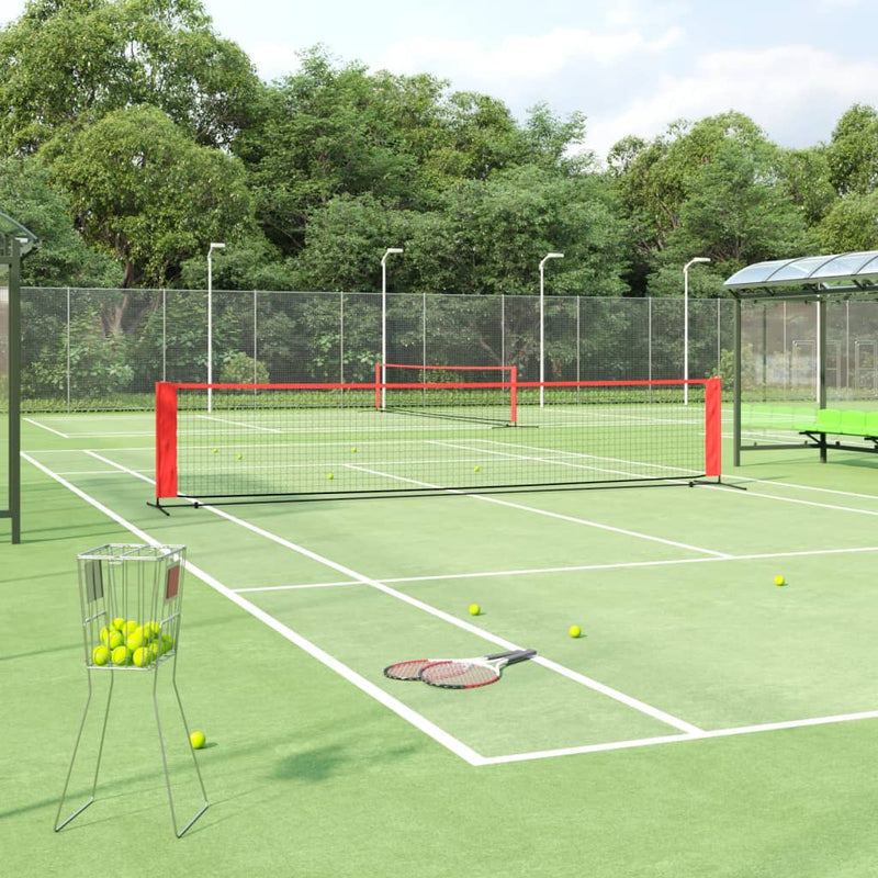 vidaXL Tennis Net Black and Red 300x100x87 cm Polyester