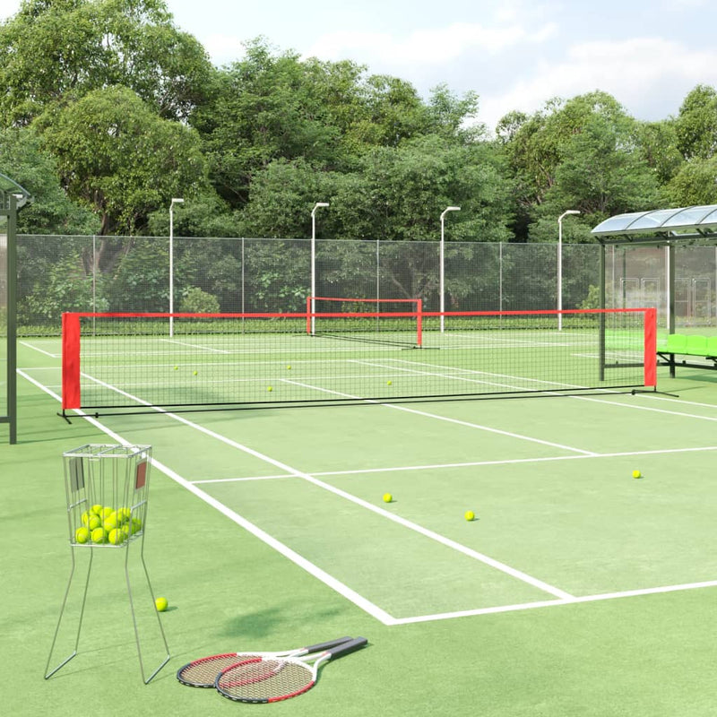 vidaXL Tennis Net Black and Red 300x100x87 cm Polyester
