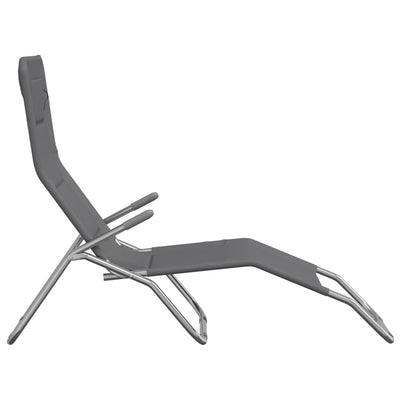 vidaXL Folding Sun Loungers 2 pcs Grey Textilene and Powder-coated Steel