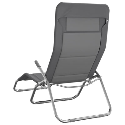 vidaXL Folding Sun Loungers 2 pcs Grey Textilene and Powder-coated Steel
