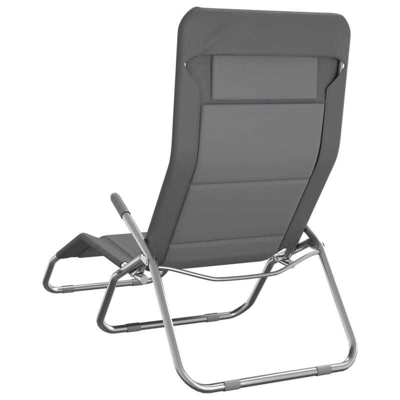 vidaXL Folding Sun Loungers 2 pcs Grey Textilene and Powder-coated Steel