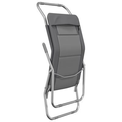 vidaXL Folding Sun Loungers 2 pcs Grey Textilene and Powder-coated Steel