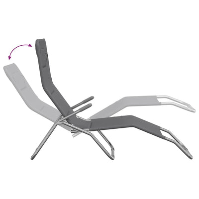 vidaXL Folding Sun Loungers 2 pcs Grey Textilene and Powder-coated Steel