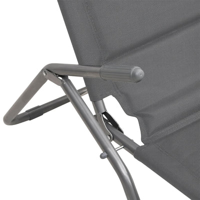 vidaXL Folding Sun Loungers 2 pcs Grey Textilene and Powder-coated Steel