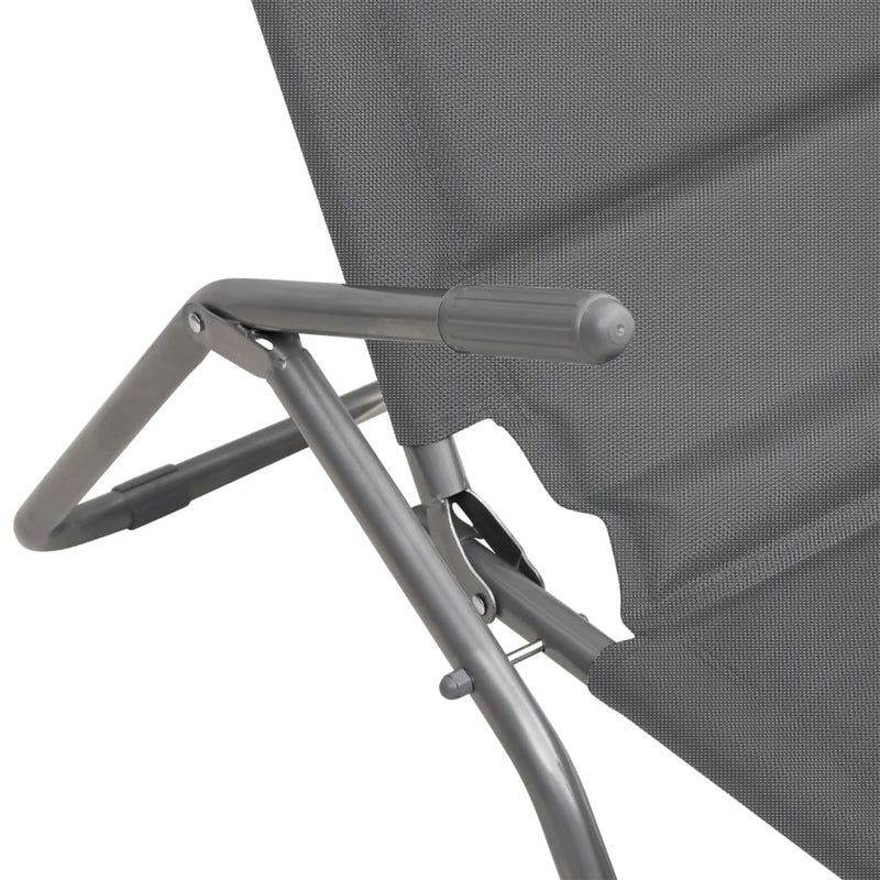vidaXL Folding Sun Loungers 2 pcs Grey Textilene and Powder-coated Steel