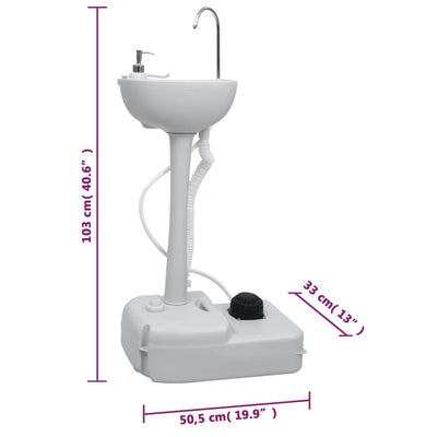 vidaXL Portable Camping Handwash Stand and Water Tank Set