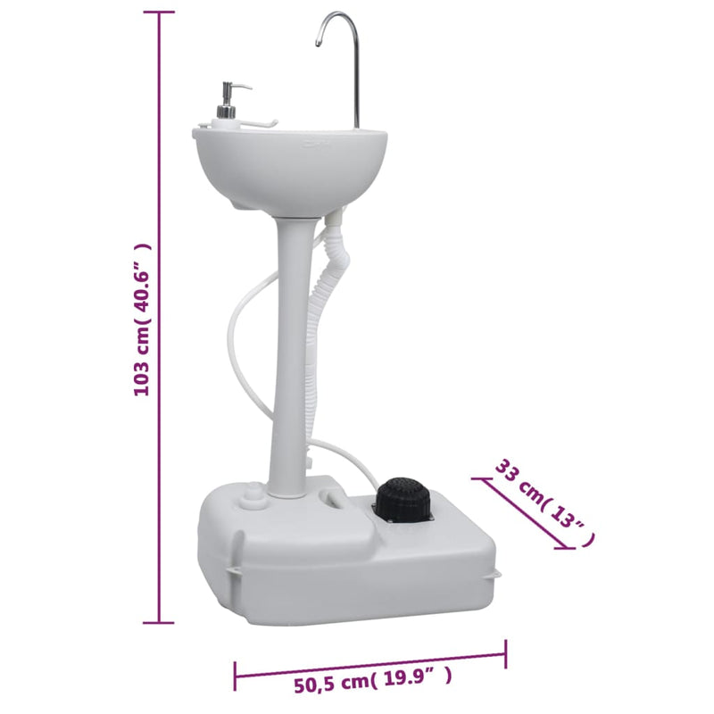 vidaXL Portable Camping Handwash Stand and Water Tank Set