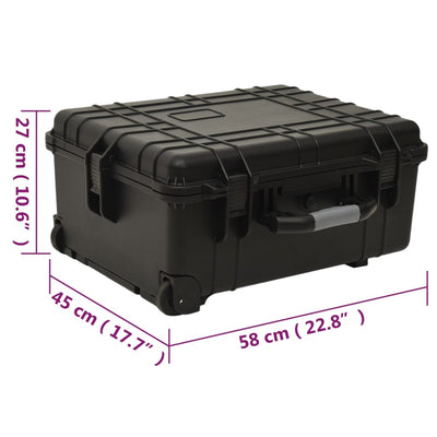 vidaXL Wheeled Flight Case Black 63x50x23 cm PP