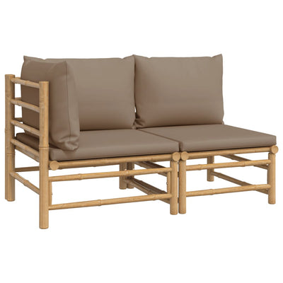vidaXL 2 Piece Garden Lounge Set with Green Cushions Bamboo