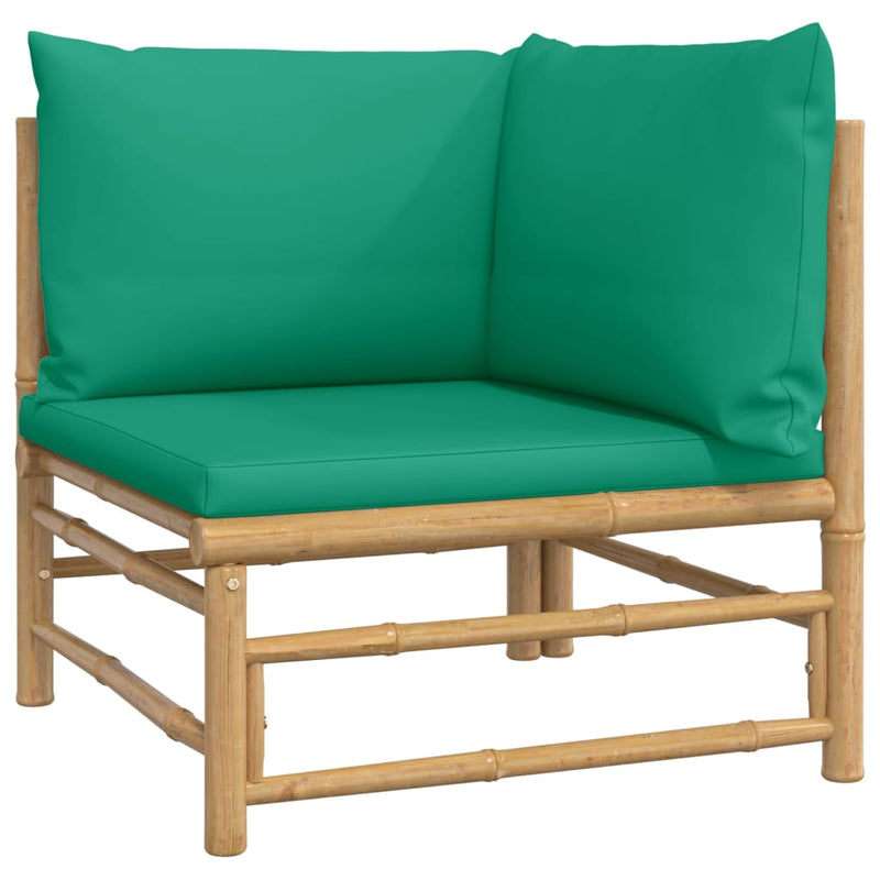 vidaXL 2 Piece Garden Lounge Set with Green Cushions Bamboo
