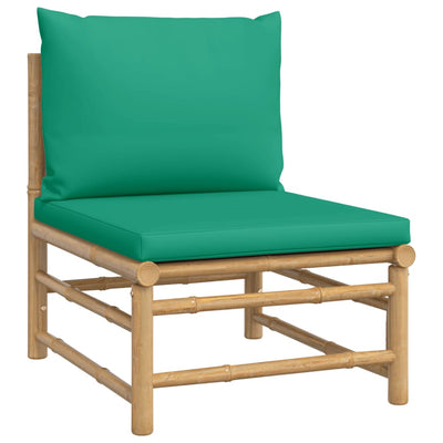 vidaXL 2 Piece Garden Lounge Set with Green Cushions Bamboo