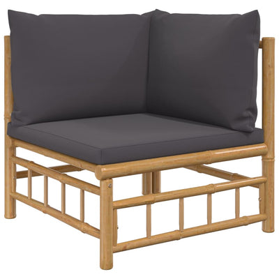 vidaXL 2 Piece Garden Lounge Set with Green Cushions Bamboo