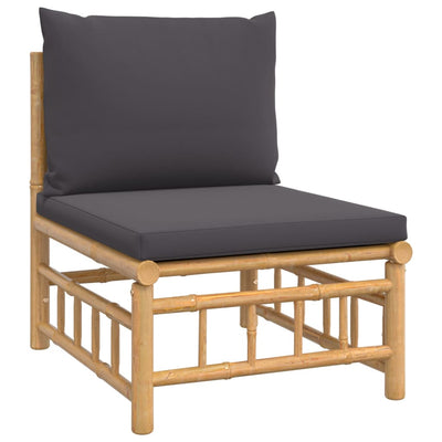 vidaXL 2 Piece Garden Lounge Set with Green Cushions Bamboo