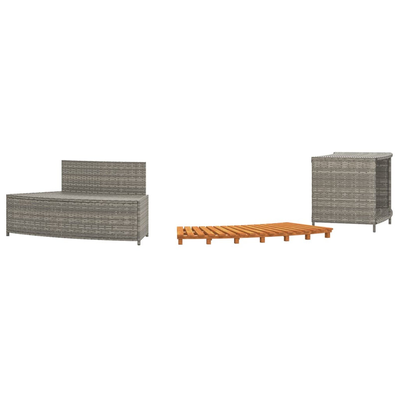 vidaXL Hot Tub Surround Grey Poly Rattan and Solid Wood Acacia