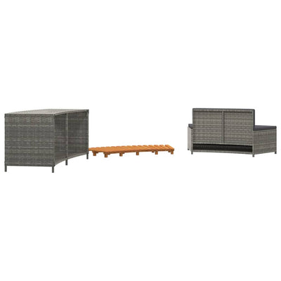 vidaXL Hot Tub Surround Grey Poly Rattan and Solid Wood Acacia