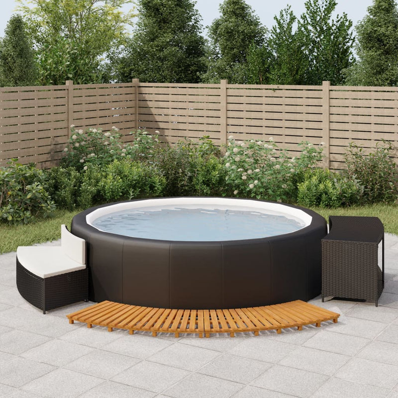 vidaXL Hot Tub Surround Grey Poly Rattan and Solid Wood Acacia