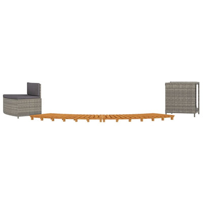 vidaXL Hot Tub Surround Grey Poly Rattan and Solid Wood Acacia