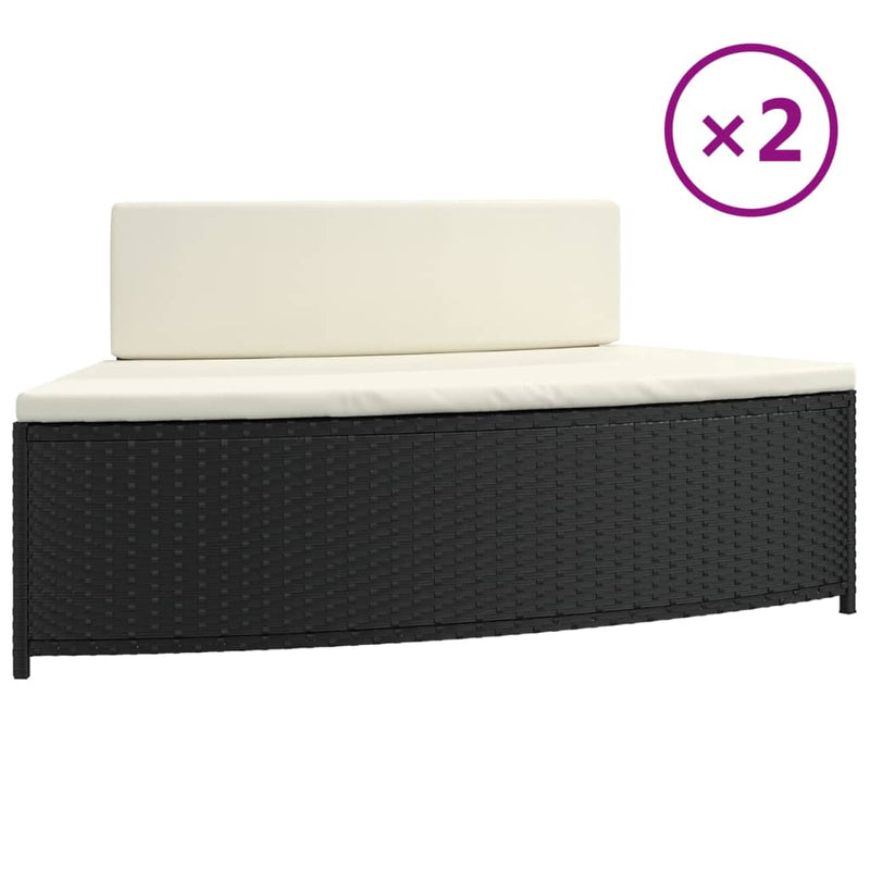 vidaXL Spa Benches with Cushions 2 pcs Grey Poly Rattan