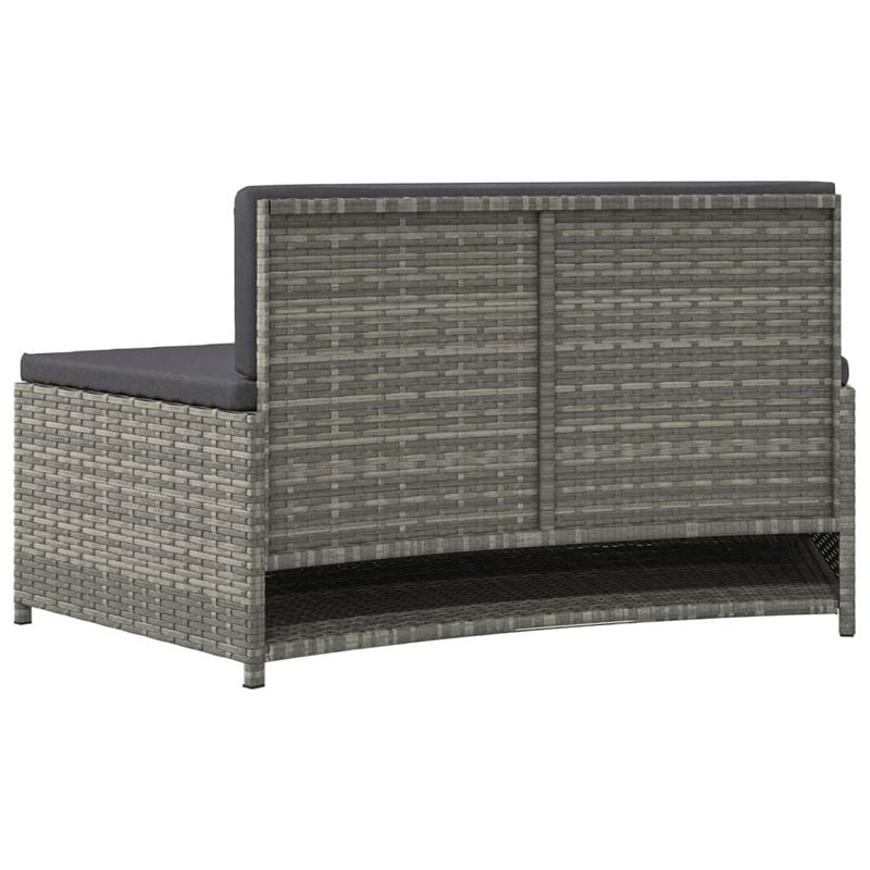 vidaXL Spa Benches with Cushions 2 pcs Grey Poly Rattan