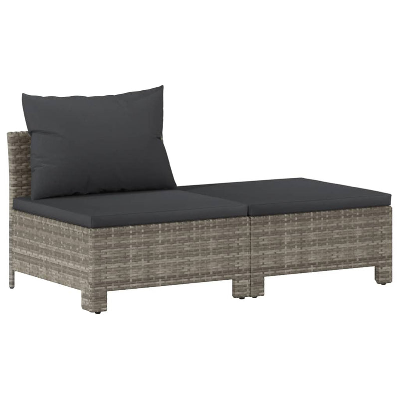 vidaXL 2 Piece Garden Lounge Set with Cushions Grey Poly Rattan