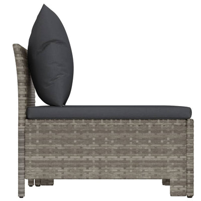 vidaXL 2 Piece Garden Lounge Set with Cushions Grey Poly Rattan