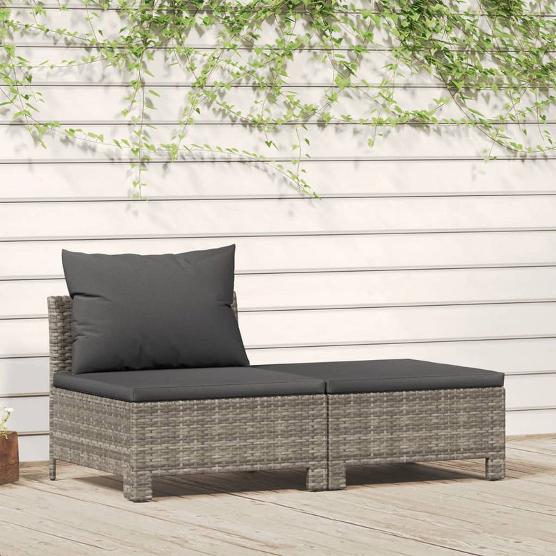 vidaXL 2 Piece Garden Lounge Set with Cushions Grey Poly Rattan