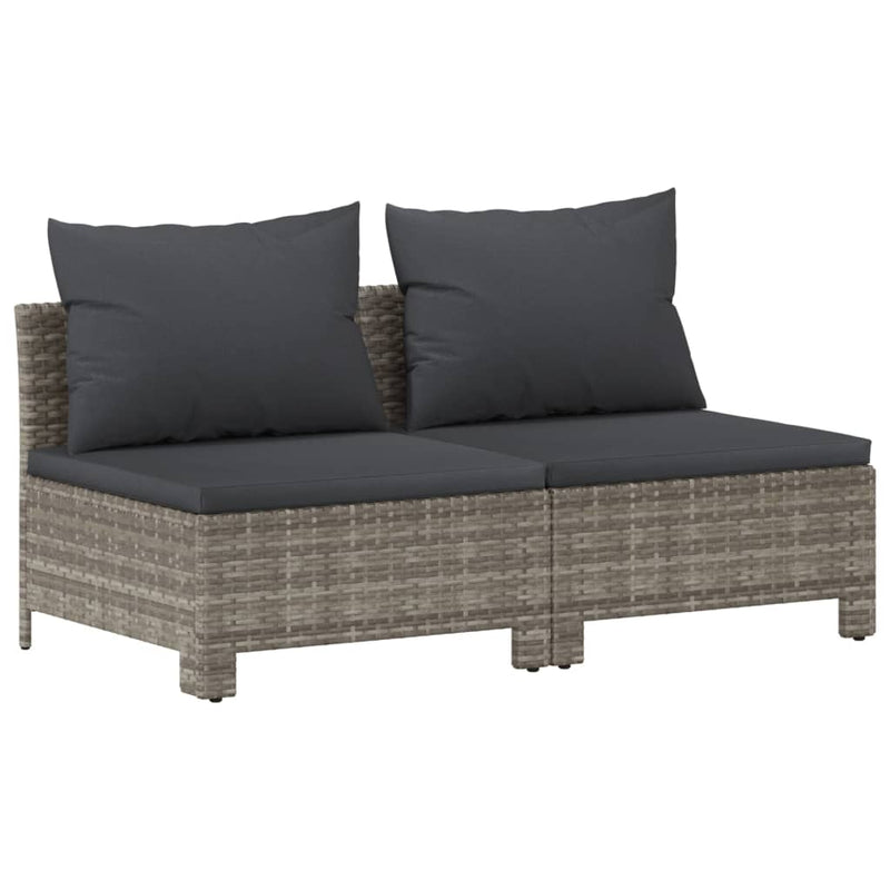 vidaXL 2-Seater Garden Sofa with Cushions Grey Poly Rattan